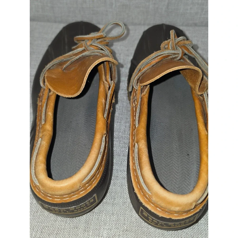 LL Bean Rubber Moc Bean Boots Brown Tan Leather Waterproof Shoes Womens 7 M